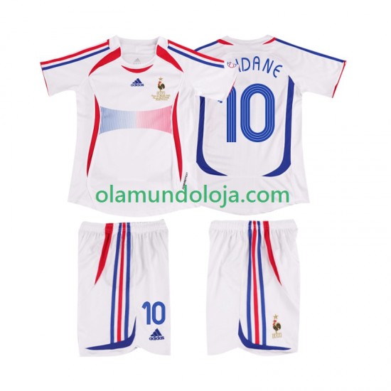 Camisola França ZIDANE 10 Retro Criança Equipamento Segundo 2006 Manga Curta